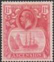 Ascension 1924 KGV Badge 1½d Variety Torn Flag Unused SG12b cat £180 FAULTY