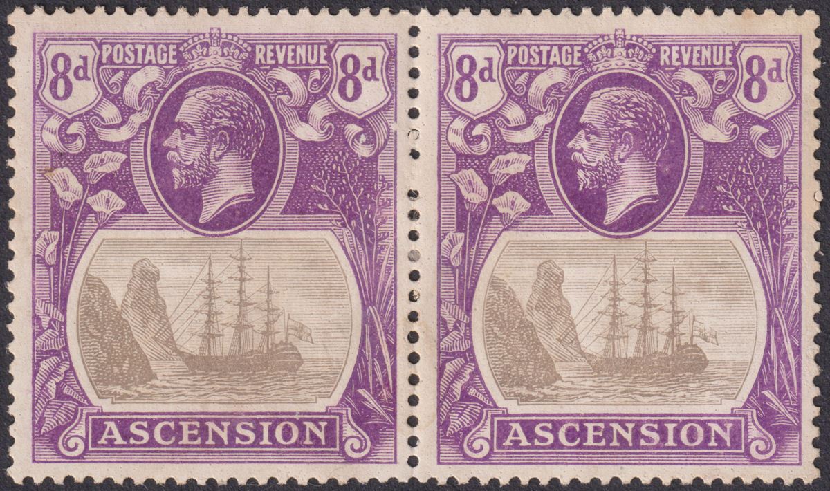 Ascension 1924 KGV Badge 8d w Variety Torn Flag Unused SG17b c£325 VERY FAULTY