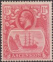 Ascension 1924 KGV Badge 1½d Variety Broken Mainmast Unused SG12a cat£170 FAULTY