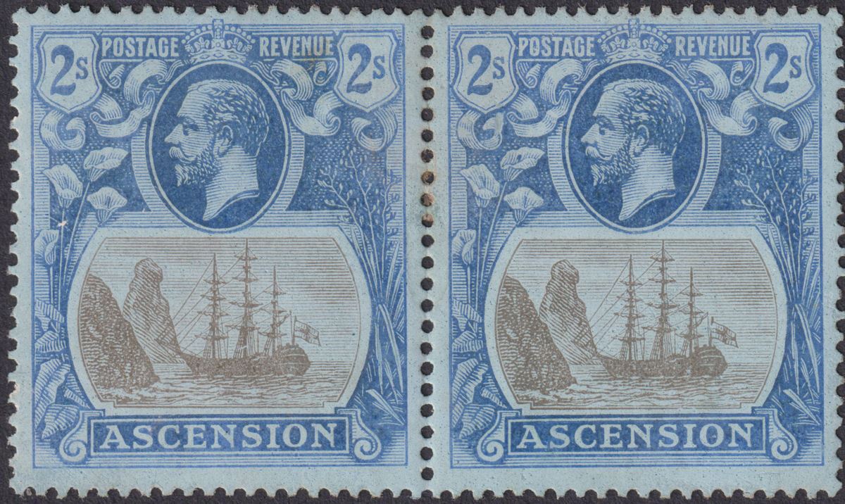 Ascension 1924 KGV Badge 2sh w Variety Broken Mainmast Unused SG19a c£750 FAULTY