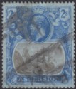 Ascension 1924 KGV Badge 2sh Grey-Black and Blue on Blue Used* SG19 cat £130
