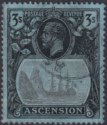 Ascension 1924 KGV Badge 3sh Grey-Black and Black on Blue Used SG20 cat £130 FLT