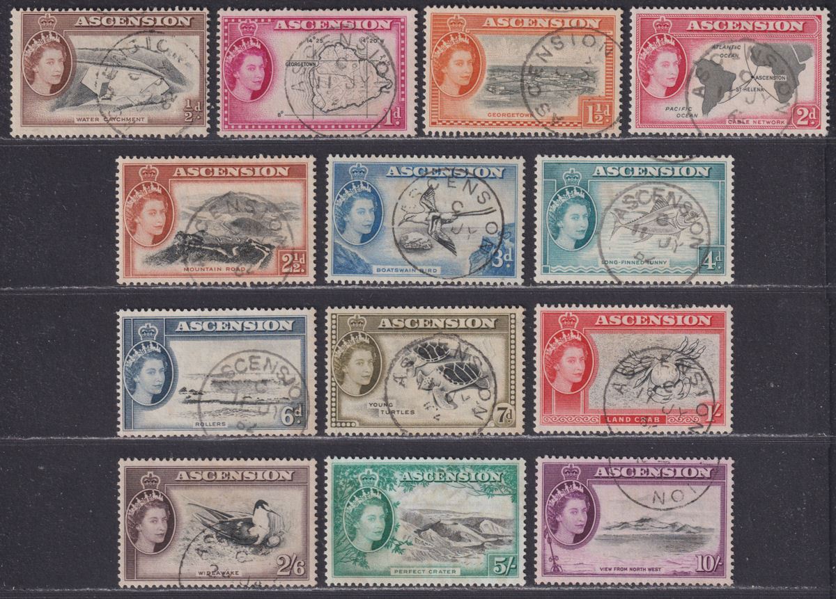 Ascension 1956 Queen Elizabeth II Set Used SG57-69 cat £85