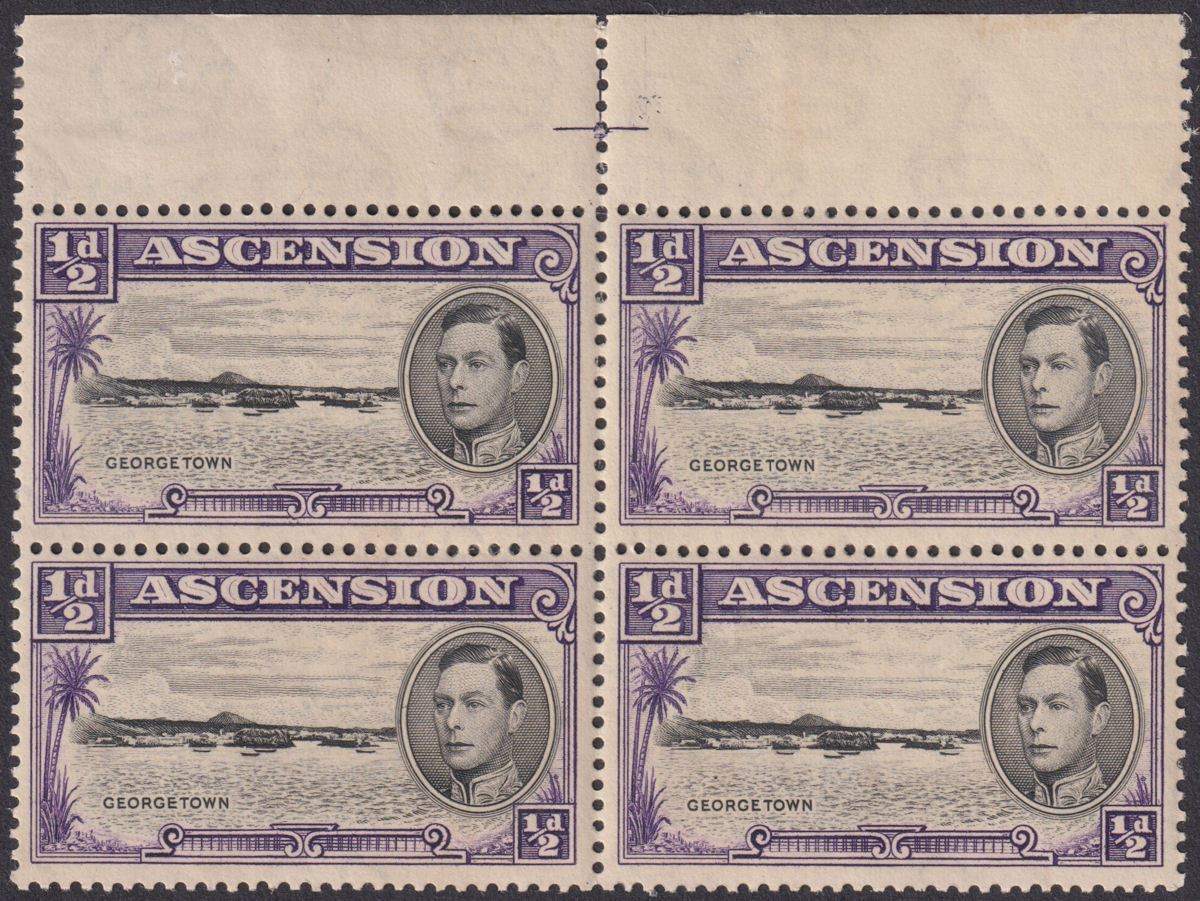 Ascension 1938 KGVI ½d p13½ Long Centre Bar E Variety Unused SG38a c£325 FAULTY