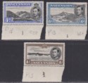 Ascension 1944 KGVI 4d, 6d, 1sh Plate 1 Marginals Mint SG42d SG43b SG44a cat £32