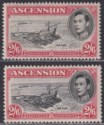 Ascension 1938-44 KGVI 2sh6d Black + Dp Carmine p13½, p13 Mint SG45 SG45c c £80