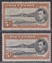 Ascension 1938-44 KGVI 5sh Black + Yell-Brown p13½, p13 Mint SG46-46a cat £148
