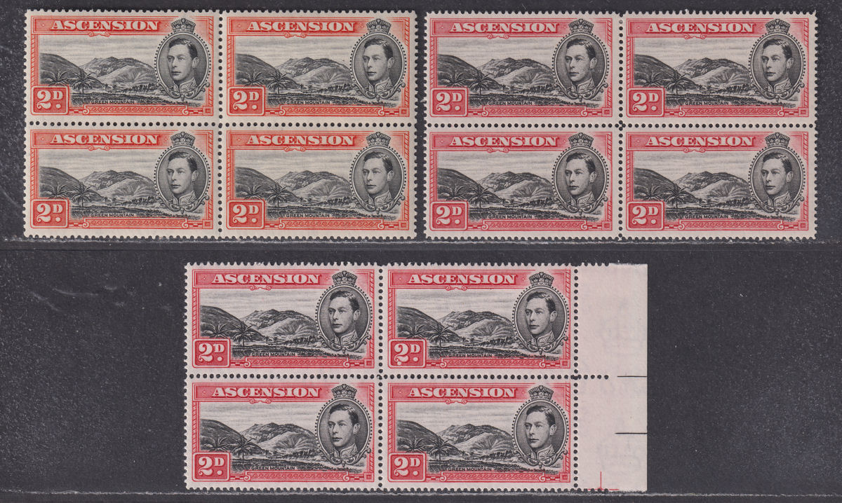 Ascension 1938-53 KGVI Part Set Blocks to 2d Mint