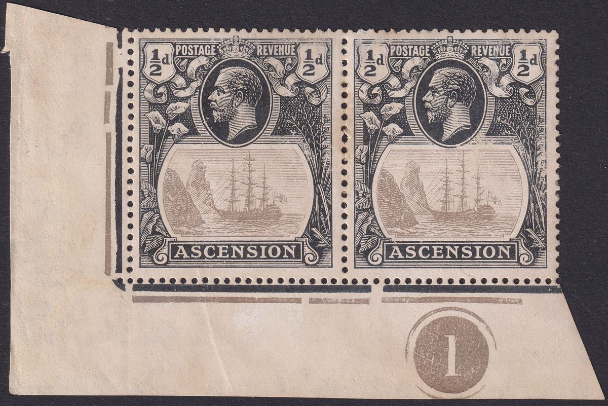 Ascension 1924 KGV Badge ½d w Variety Cleft Rock Unused SG10c c£110 VERY FAULTY