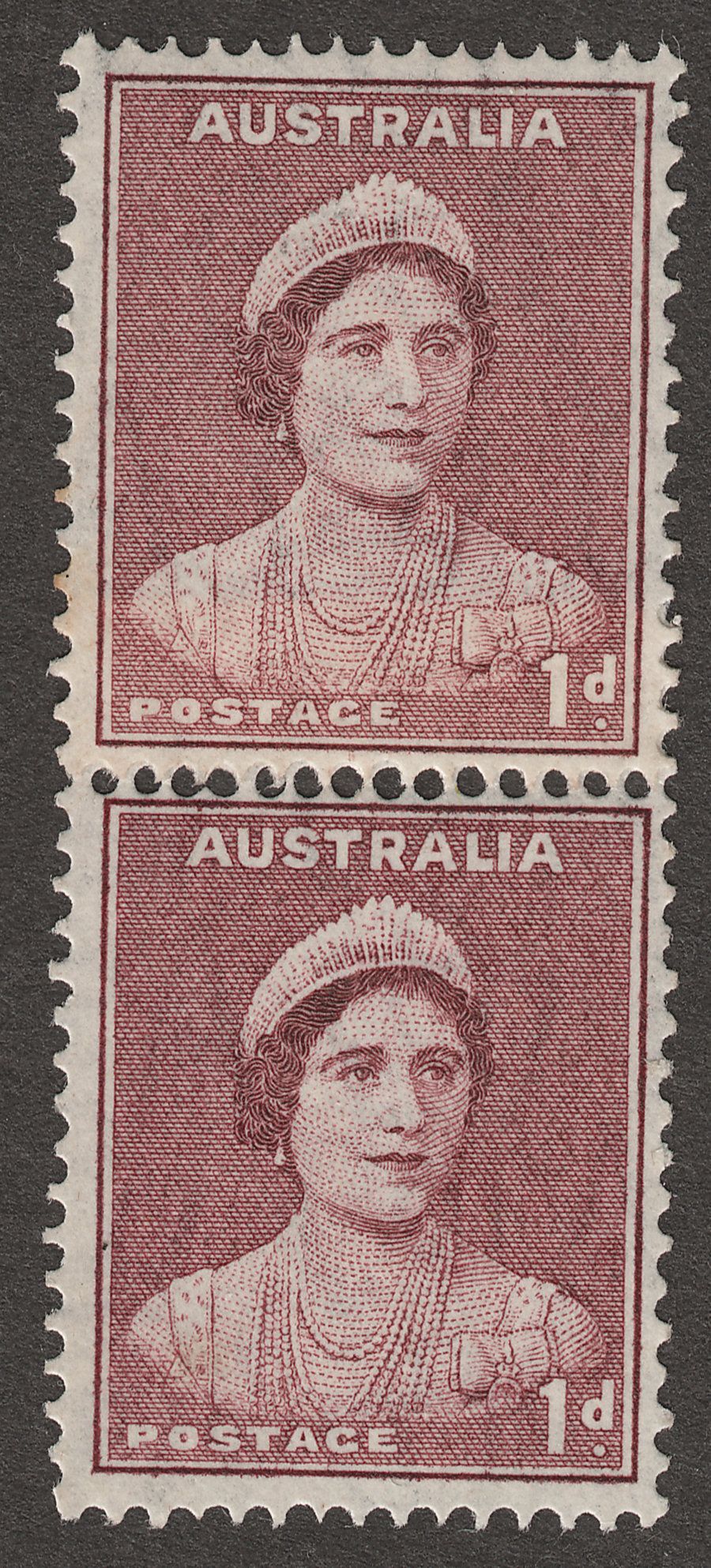 Australia 1941 KGVI 1d Brown Coil Pair with Join Mint SG181a