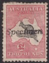 Australia 1913 KGV SPECIMEN Roo £2 Black + Rose wmk Wide Crown Mint SG16s FAULTY