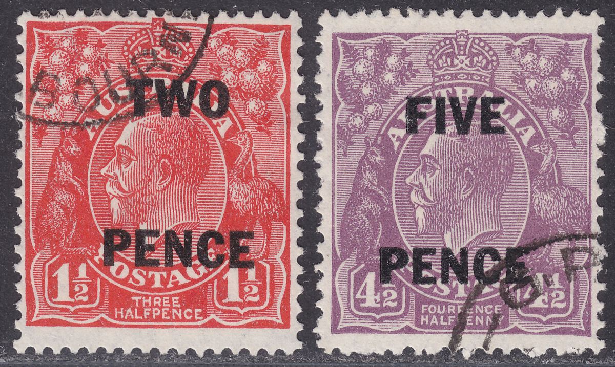 Australia 1930 King George V 2d, 5d Surcharges CTO Used SG119-120 cat £17