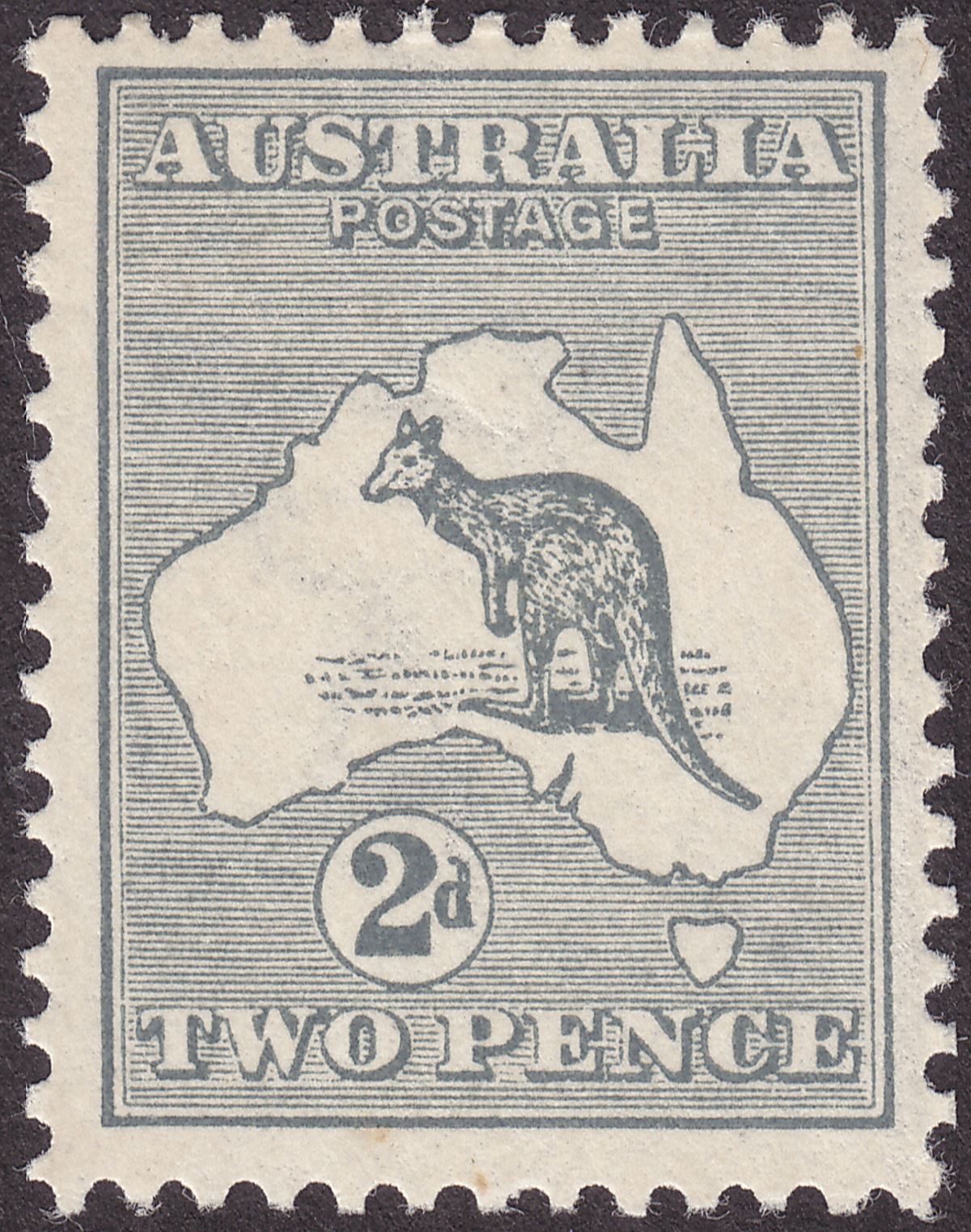 Australia 1915 KGV Roo 2d Grey wmk Pointed Crown Mint SG24 cat £100