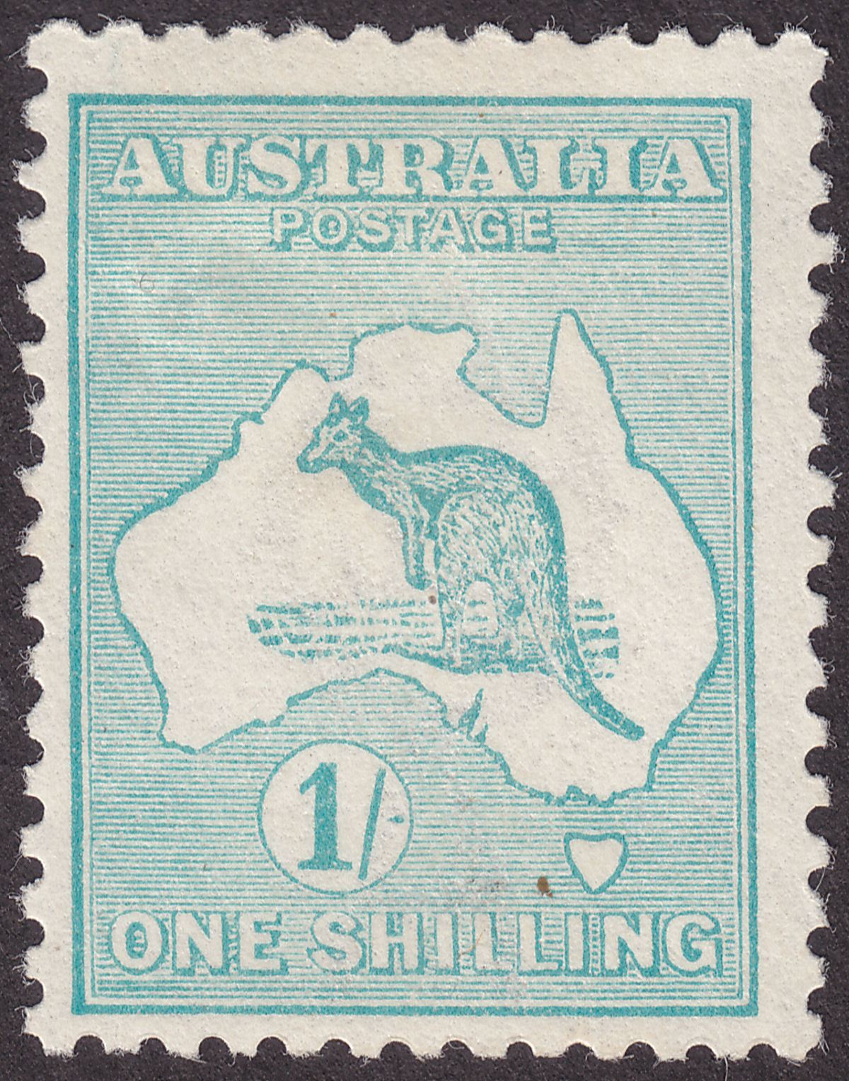 Australia 1916 KGV Roo 1sh Blue-Green Die II wmk Narrow Crown Mint SG40 cat £60