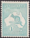 Click for more photos and details Australia 1916 KGV Roo 1sh Blue-Green Die II wmk Narrow Crown Mint SG40 cat £60