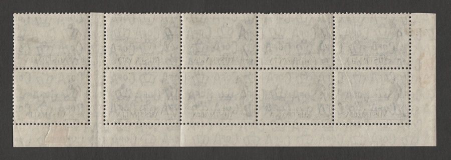 Australia 1934 KGV 3d Victoria Centenary Imprint Flag Variety Block of 10 Mint