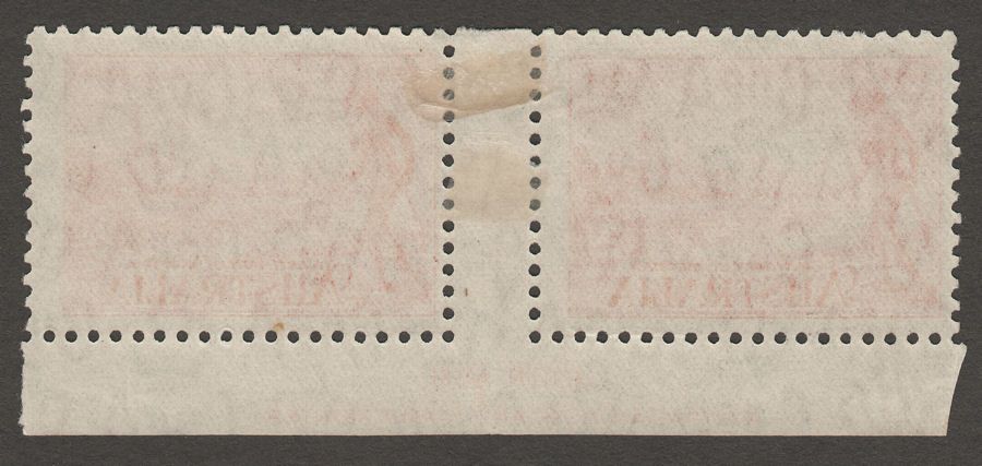 Australia 1934 KGV Victoria Centenary 2d Pair Mint with Ash Imprint SG147
