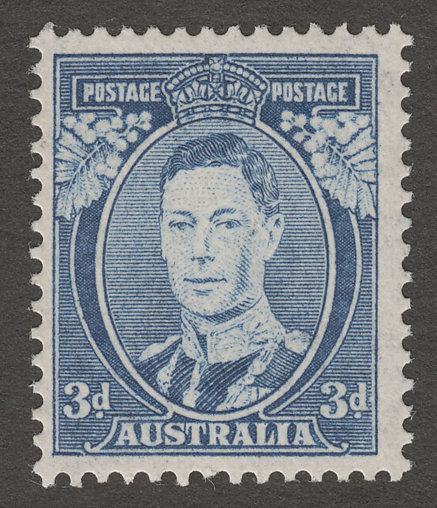 Australia 1938 KGVI 3d Bright Blue Die II Ordinary Paper Mint SG168ca