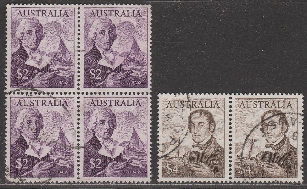 Australia 1966 QEII Decimal Navigators $2 Block, $4 Pair Used SG402-403