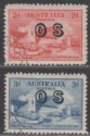 Click for more photos and details Australia 1932 KGV Official Harbour Bridge 2d, 3d OS Opt CTO Used SGO134-O135