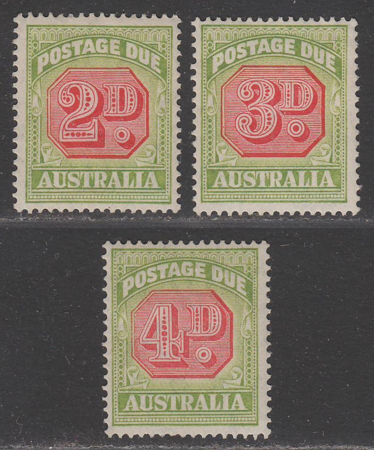 Australia 1938 KGVI Postage Due 2d, 3d, 4d Mint SG D114-D116 cat £99