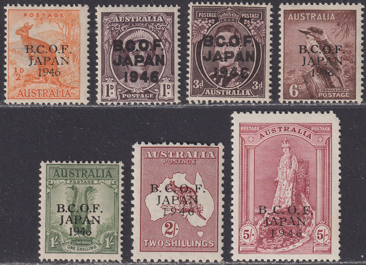 Australia 1946-47 KGVI BCOF Japan Overprint Set Mint SG J1-J7 cat £200