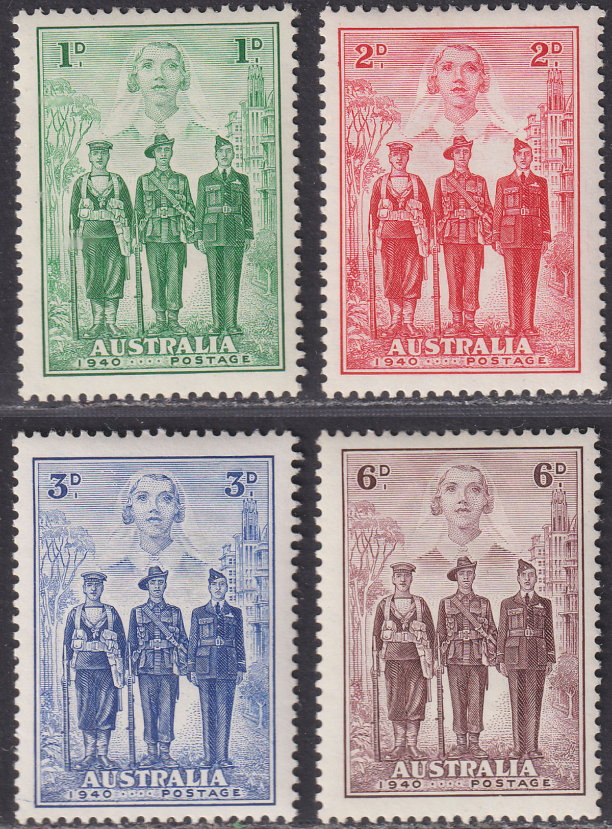 Australia 1940 KGVI Imperial Forces AIF Set Mint SG196-199 cat £50
