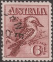 Australia 1914 KGV Kookaburra 6d Claret Used with SP 10 UPU CTO Cancel SG19