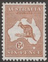 Australia 1932 KGV Roo 6d Chestnut wmk CofA Mint SG132