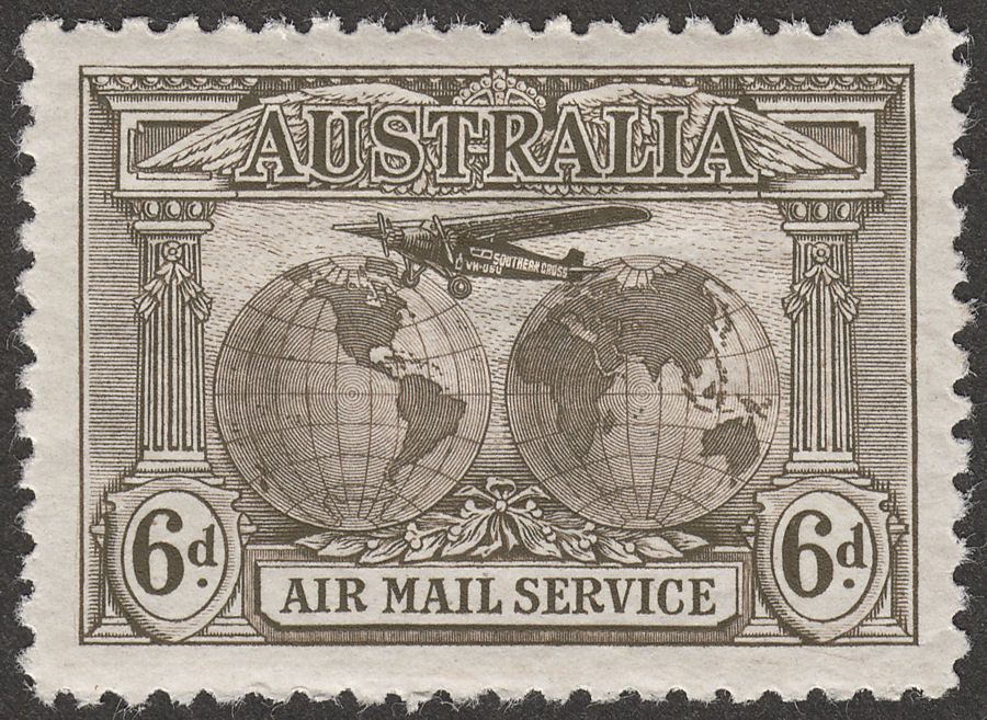 Australia 1931 KGV Kingsford Smith's Flights Airmail 6d Sepia Mint SG139