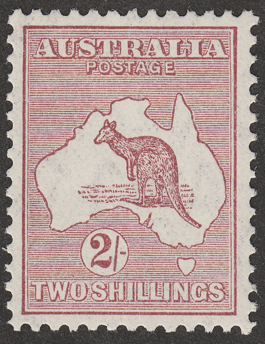 Australia 1935 KGV Roo 2sh Maroon wmk CofA Mint SG134
