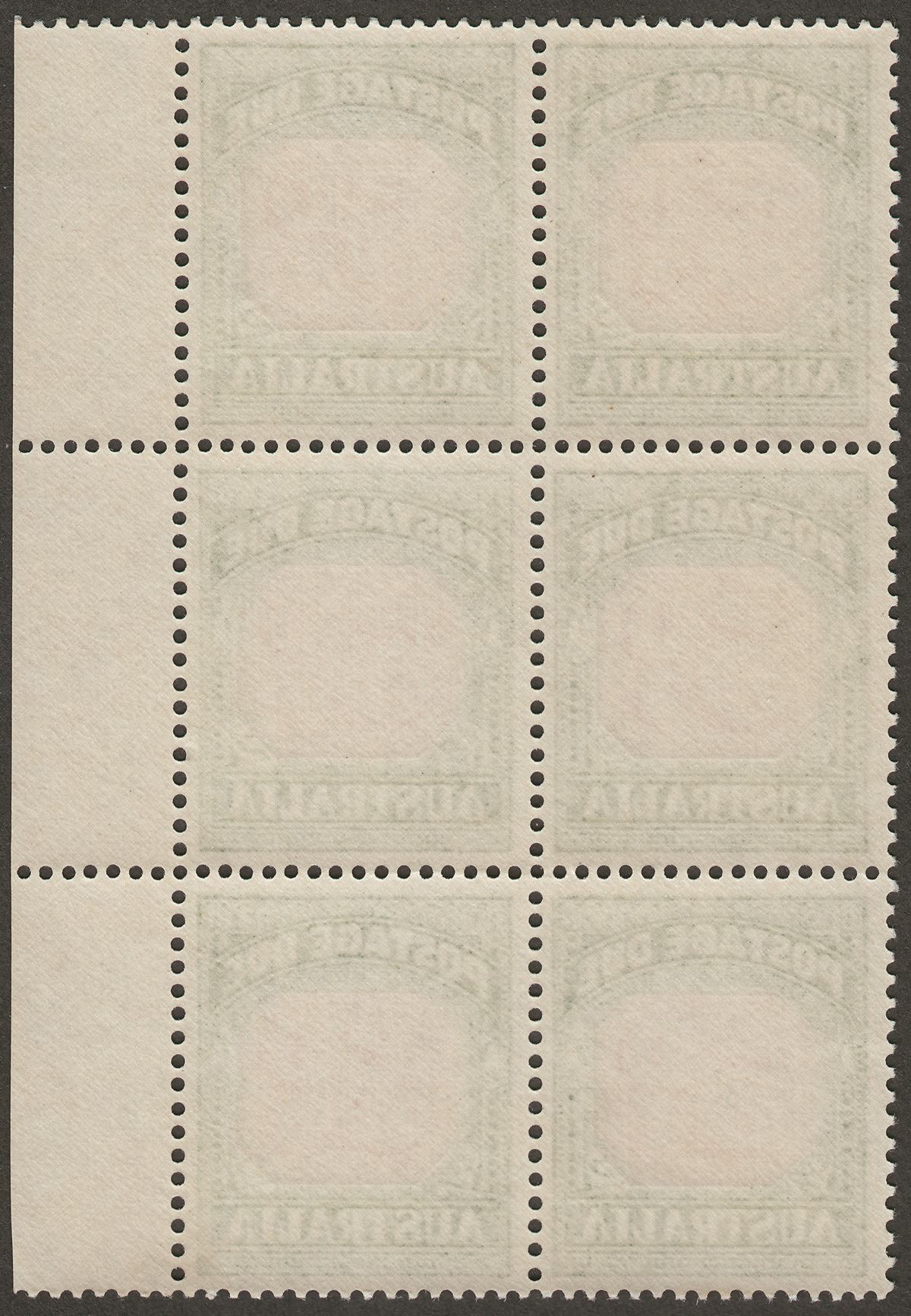 Australia 1959 QEII Postage Due 5d Die II Mint Block w Scratch Variety SG D136a