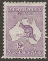 Click for more photos and details Australia 1913 KGV Roo 9d Violet wmk Wide Crown Mint SG10 cat £80 with tiny thin