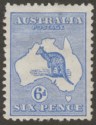 Click for more photos and details Australia 1913 KGV Roo 6d Ultramarine wmk Wide Crown Mint SG9 cat £75 with thin