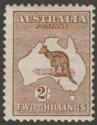 Click for more photos and details Australia 1913 KGV Roo 2sh Brown wmk Wide Crown Mint SG12 cat £275 adhesion