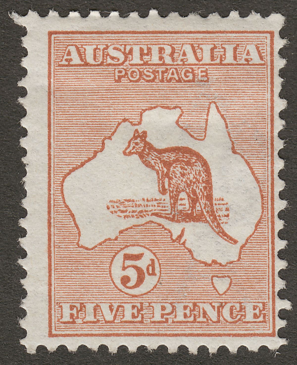 Australia 1913 KGV Roo 5d Chestnut wmk Wide Crown Mint SG8 cat £85