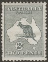 Click for more photos and details Australia 1913 KGV Roo 2d Grey wmk Wide Crown Mint SG3 cat £55 perf faults