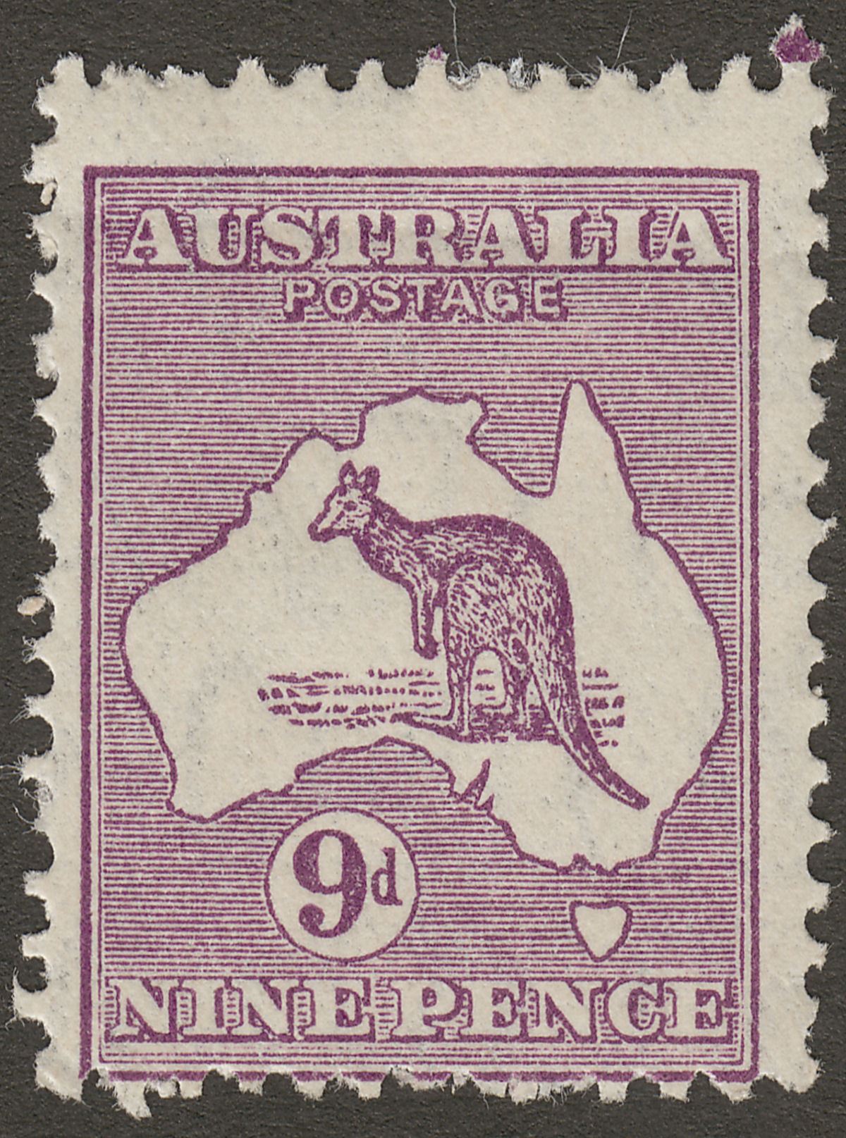 Australia 1932 KGV Roo 9d Violet wmk CofA Mint SG133 cat £45 crease adhesion
