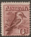 Click for more photos and details Australia 1913 KGV Kookaburra 6d Claret Mint SG19 cat £75 off centre short corn
