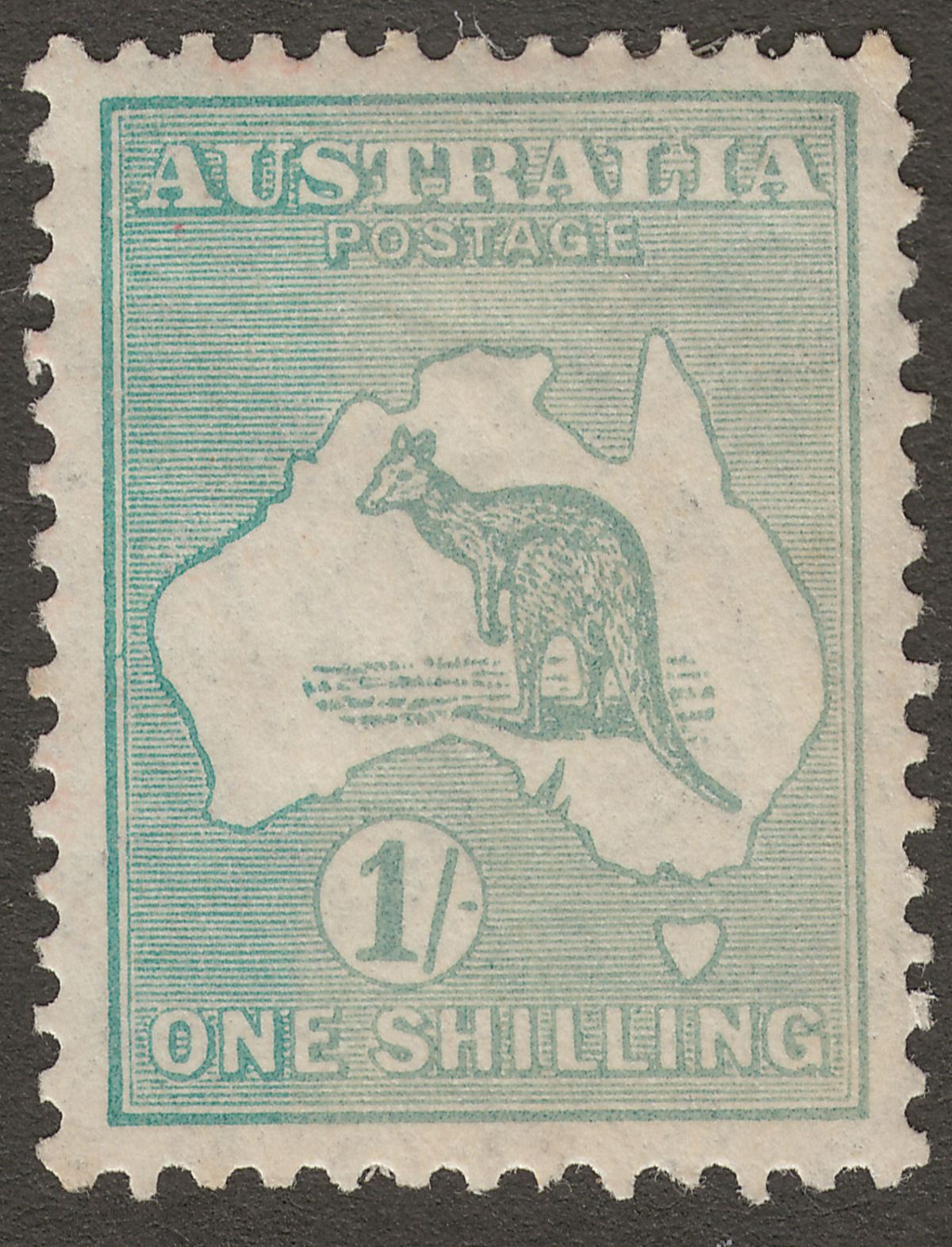 Australia 1929 KGV Roo 1sh Blue-Green wmk Sm Multi Mint SG109 c£55 poor colour