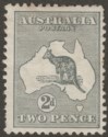 Click for more photos and details Australia 1913 KGV Roo 2d Grey wmk Wide Crown Mint SG3 cat £55 Faulty