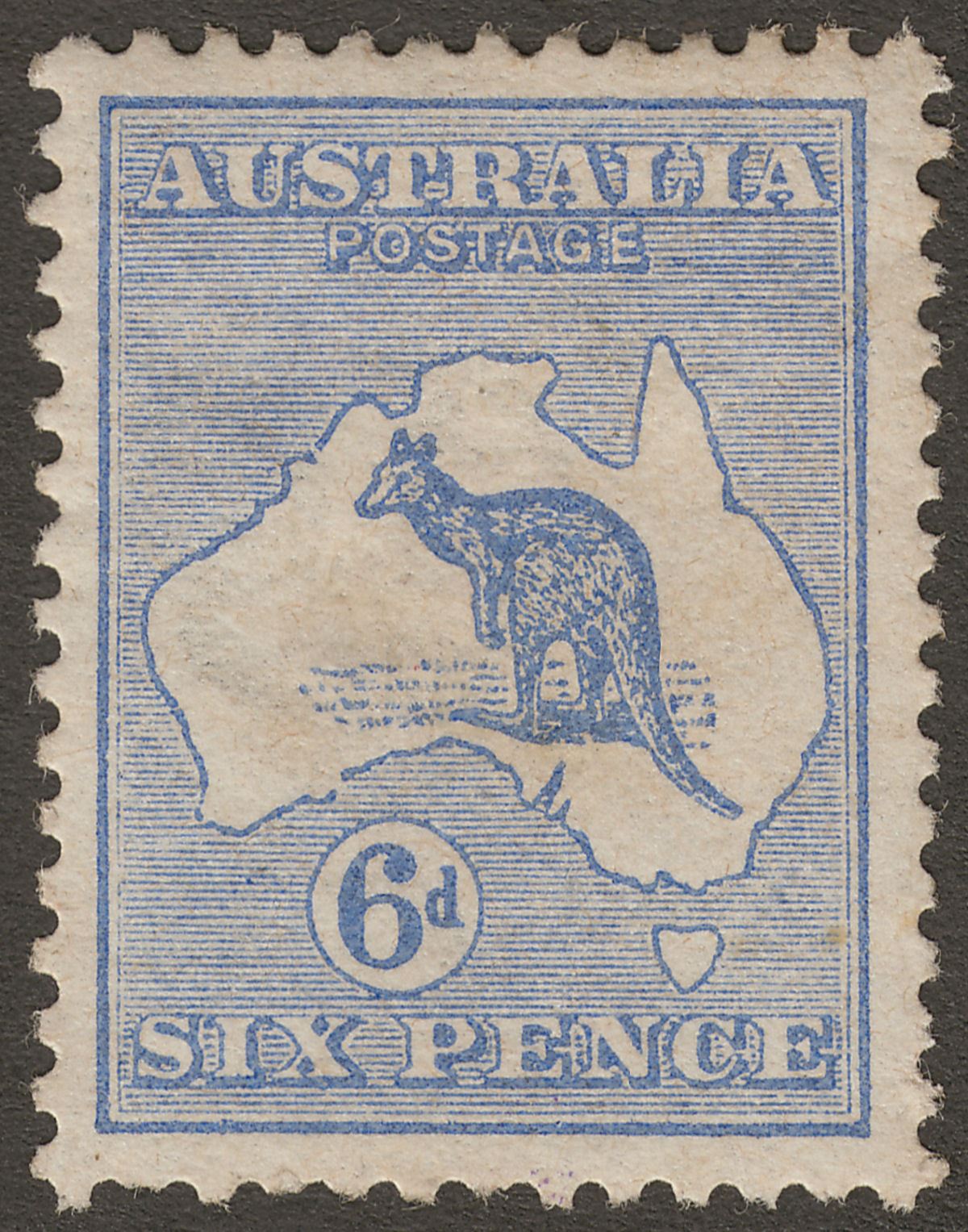 Australia 1913 KGV Roo 6d Ultramarine wmk Wide Crown Mint SG9 cat £80