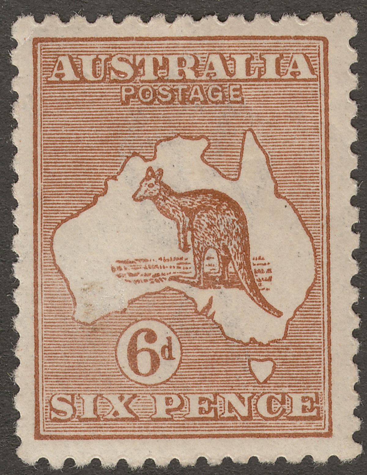 Australia 1923 KGV Roo 6d Chestnut wmk Narrow Crown Mint SG73 cat £28