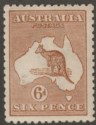 Click for more photos and details Australia 1923 KGV Roo 6d Chestnut wmk Narrow Crown Mint SG73 cat £28