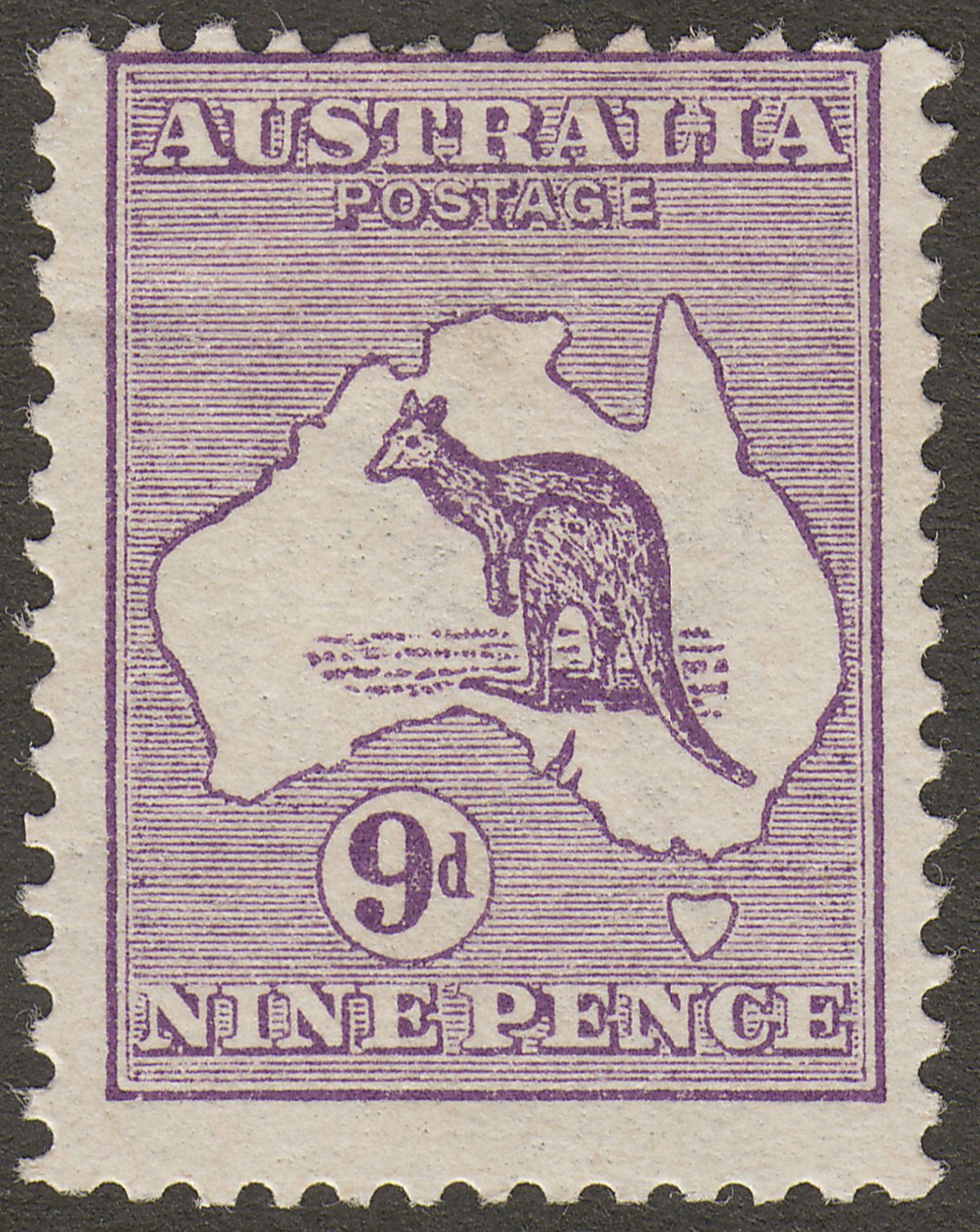 Australia 1913 KGV Roo 9d Violet wmk Wide Crown Mint SG10 cat £80