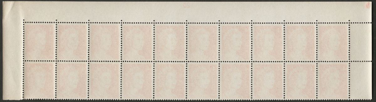 Australia 1966 QEII 4c Red Upper Marginal Plate No -20- Block of 20 Mint SG385