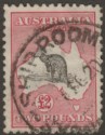 Click for more photos and details Australia 1919 KGV Roo £2 Black + Rose Narrow Crown Used SG45 cat £3250 sh corn