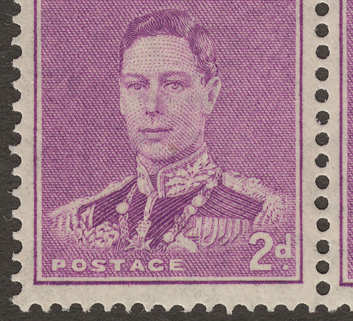 Australia 1941 KGVI 2d Bright Purple Block of 8 w Medal Flaw Mint SG185b cat £85