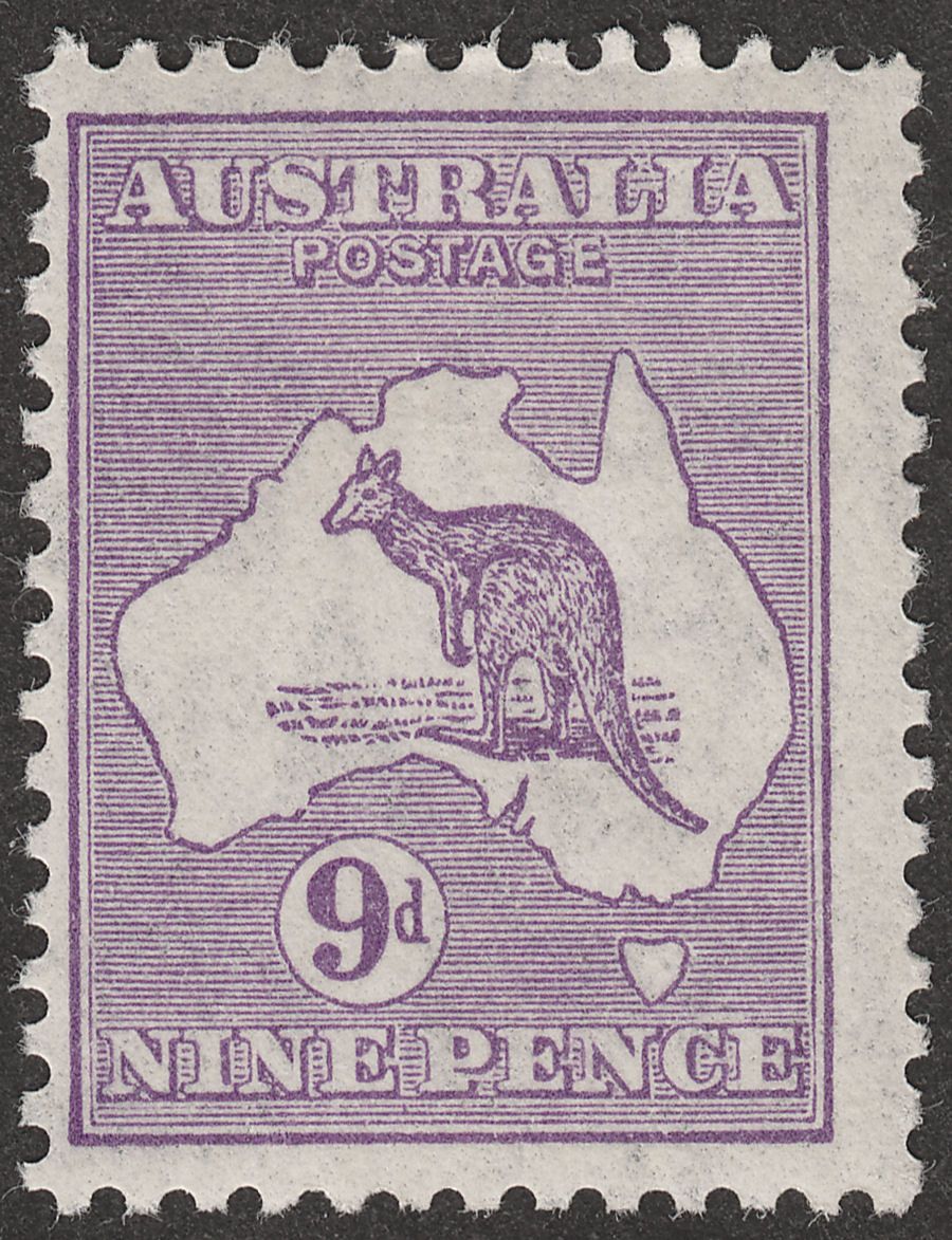 Australia 1932 KGV Roo 9d Violet wmk CofA Mint SG133