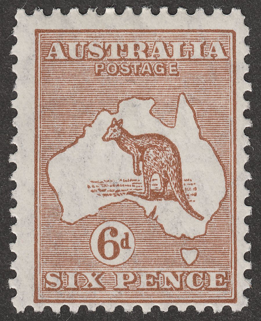 Australia 1929 KGV Roo 6d Chestnut wmk Small Multi Mint SG107